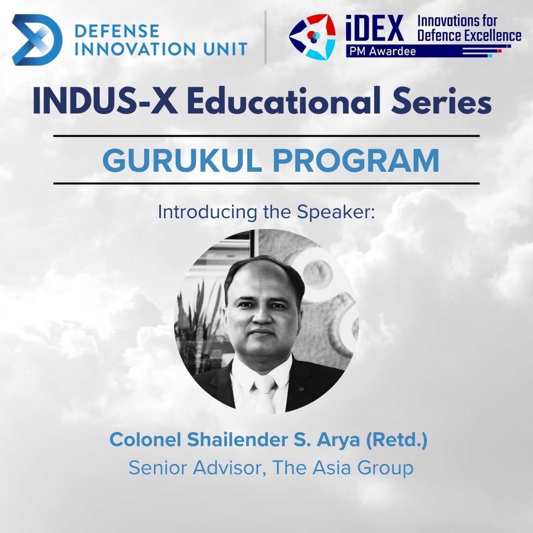 India_iDEX's tweet photo. Join #iDEX for the 10th Gurukul Session under #INDUSX on 19th June 2025, from 1830 hrs onwards.

Topic: Bridging Borders: Advancing Defence Technology Trade between India and the US.

Inviting #Startups #MSMEs &amp; #Innovators to attend.

Register at: https://t.co/E1x2OaRdyT. https://t.co/HF9kBHzHAU