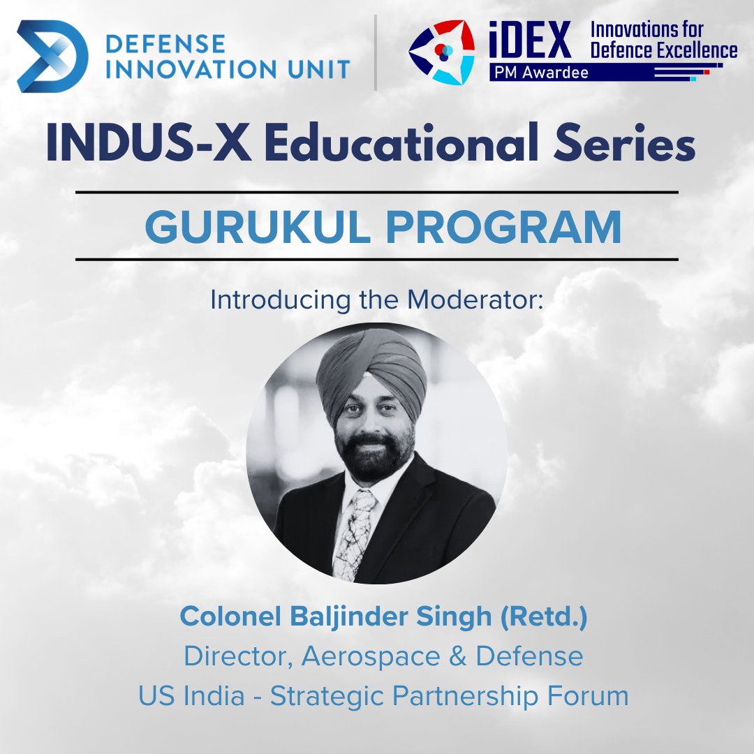 India_iDEX's tweet photo. Join #iDEX for the 10th Gurukul Session under #INDUSX on 19th June 2025, from 1830 hrs onwards.

Topic: Bridging Borders: Advancing Defence Technology Trade between India and the US.

Inviting #Startups #MSMEs &amp; #Innovators to attend.

Register at: https://t.co/E1x2OaRdyT. https://t.co/HF9kBHzHAU