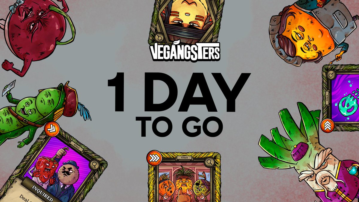 🚨 1 DAY TO GO 🚨
Vegangsters drops TOMORROW!  Time to gear up, plan your strategies, and outsmart the streets. 🌱💥

🎁 We’re giving away 5 FREE COPIES — enter before it’s too late 👇
x.com/PoisonPillGame…

#playVegangsters #indiegame #cardbattler