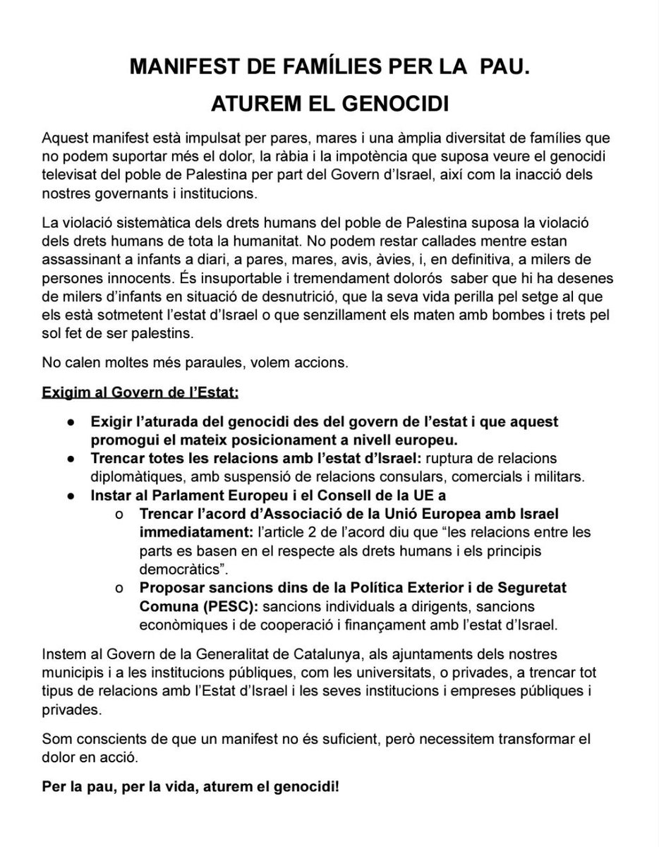 CGT Ensenyament 🚩🏴 (@cgtensenyament) on Twitter photo 🔴⚫️Avui #DimartsAmbPalestina 🔴⚫️
✊️Membres de la comunitat educativa i @sanitariesXpalestina hem entrat el manifest amb 127 AFAs adherides i suport de milers d'entitats
➡️Exigim a <a href="/govern/">Govern de Catalunya</a> i <a href="/desdelamoncloa/">La Moncloa</a> la ruptura total de relacions amb Israel i accions concretes 🔴⚫️Avui #DimartsAmbPalestina 🔴⚫️
✊️Membres de la comunitat educativa i @sanitariesXpalestina hem entrat el manifest amb 127 AFAs adherides i suport de milers d'entitats
➡️Exigim a <a href="/govern/">Govern de Catalunya</a> i <a href="/desdelamoncloa/">La Moncloa</a> la ruptura total de relacions amb Israel i accions concretes