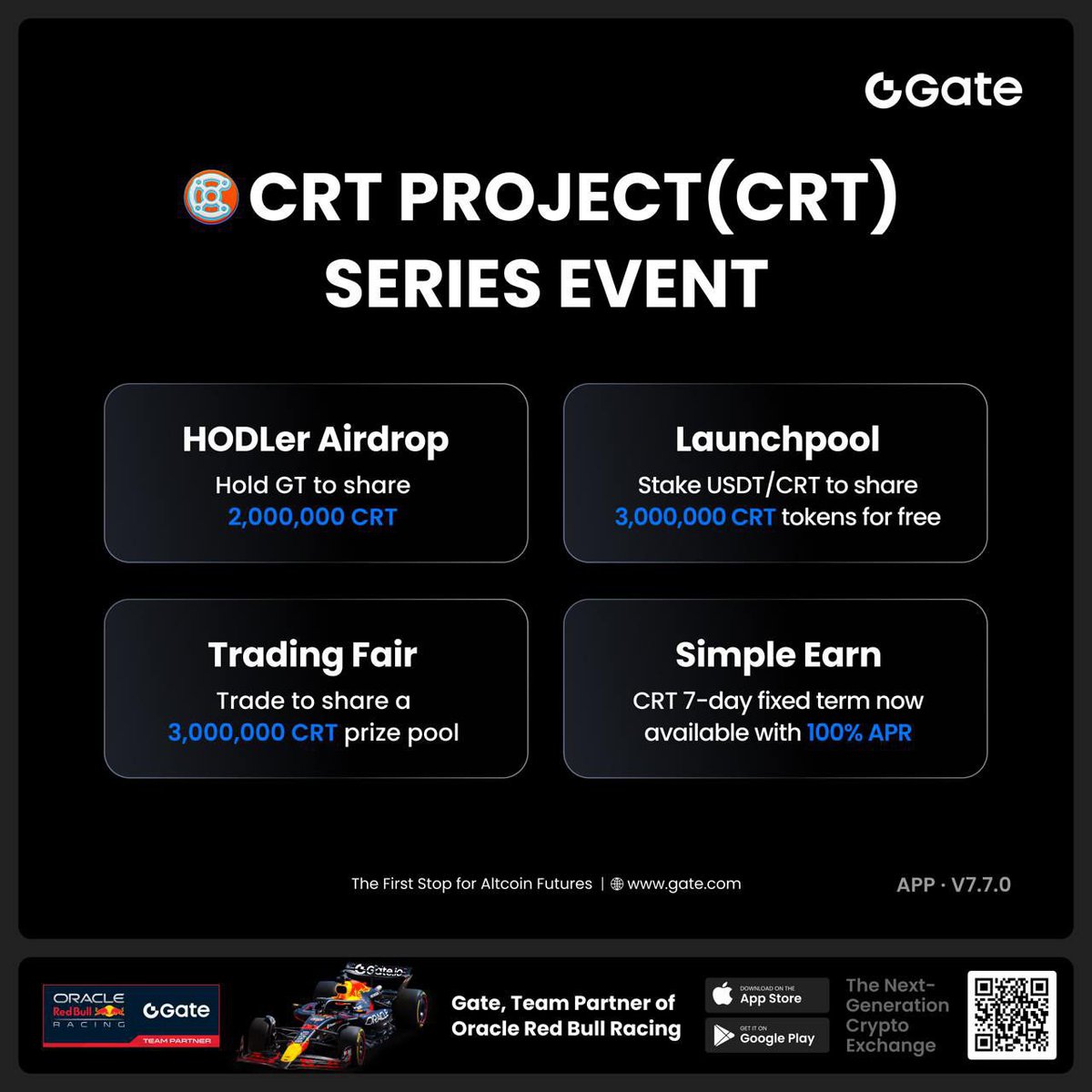 🚨 $CRT lands on Gate.io for spot trading on June 16, 2025! 🎉

Join the "Create to Earn" movement &amp; earn rewards!
 🔥Spot Trading: CRT/USDT live June 16
🔹 HODLer Airdrop: 2M CRT tokens
🔹 Mine 3M CRT tokens
Join now 🔗 gate.com/announcements/…

#CRT #GateIo #Web3