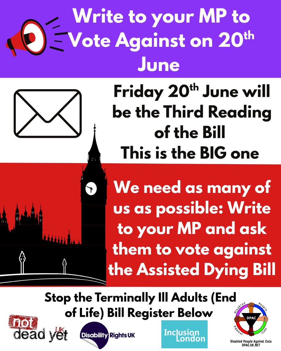 #KillTheBill
#NotDeadYet 

The 3rd reading of the bill is on Friday 20th June. The MPs will not get to see the final text before they vote, neither will the public or the media 

Write to your MP today as a matter of urgency.  Tell them to vote this bill down and Vote No ❌