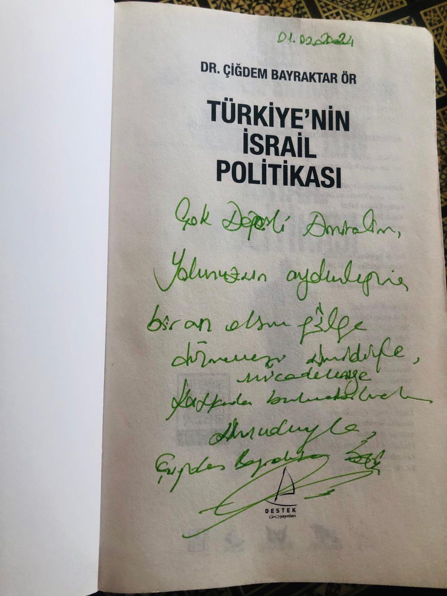 Türker Ertürk (@orsatramola) on Twitter photo Dr. Çiğdem Bayraktar Ör’ün Destek Yayınları’nda çıkan “Türkiye’nin İsrail Politikası” kitabını Gazze’deki savaş ve bölgeselleşmesi riski yükselirken özellikle okunmasını tavsiye ederim.
<a href="/BayraktarOr/">Çiğdem Bayraktar Ör, Dr.</a> Dr. Çiğdem Bayraktar Ör’ün Destek Yayınları’nda çıkan “Türkiye’nin İsrail Politikası” kitabını Gazze’deki savaş ve bölgeselleşmesi riski yükselirken özellikle okunmasını tavsiye ederim.
<a href="/BayraktarOr/">Çiğdem Bayraktar Ör, Dr.</a>