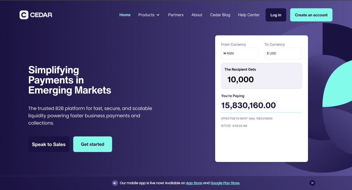 cedar_money's tweet image. Daily FX Rates | Tue 17 June, 2025 • 11:00AM 

Stay Informed, Pay Merchants Smarter.                      

1 USD - 1,583.01 NGN              
1 USD - 128.11 KES                        
1 USD - 17.82 ZAR                            
1 USD - 578.49 XOF…