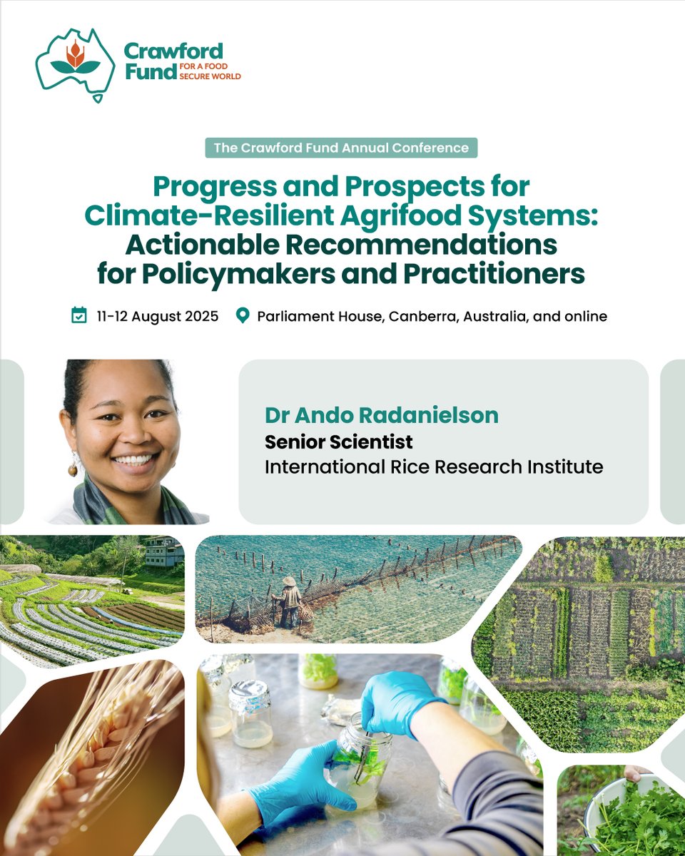 At #25CFConf, <a href="/irri/">IRRI 🌾</a>’s Ando Radanielson will present a compelling case study on low-emissions solutions for rice, and the way forward: buff.ly/rF6E20c <a href="/CrawfordFund/">The Crawford Fund</a>