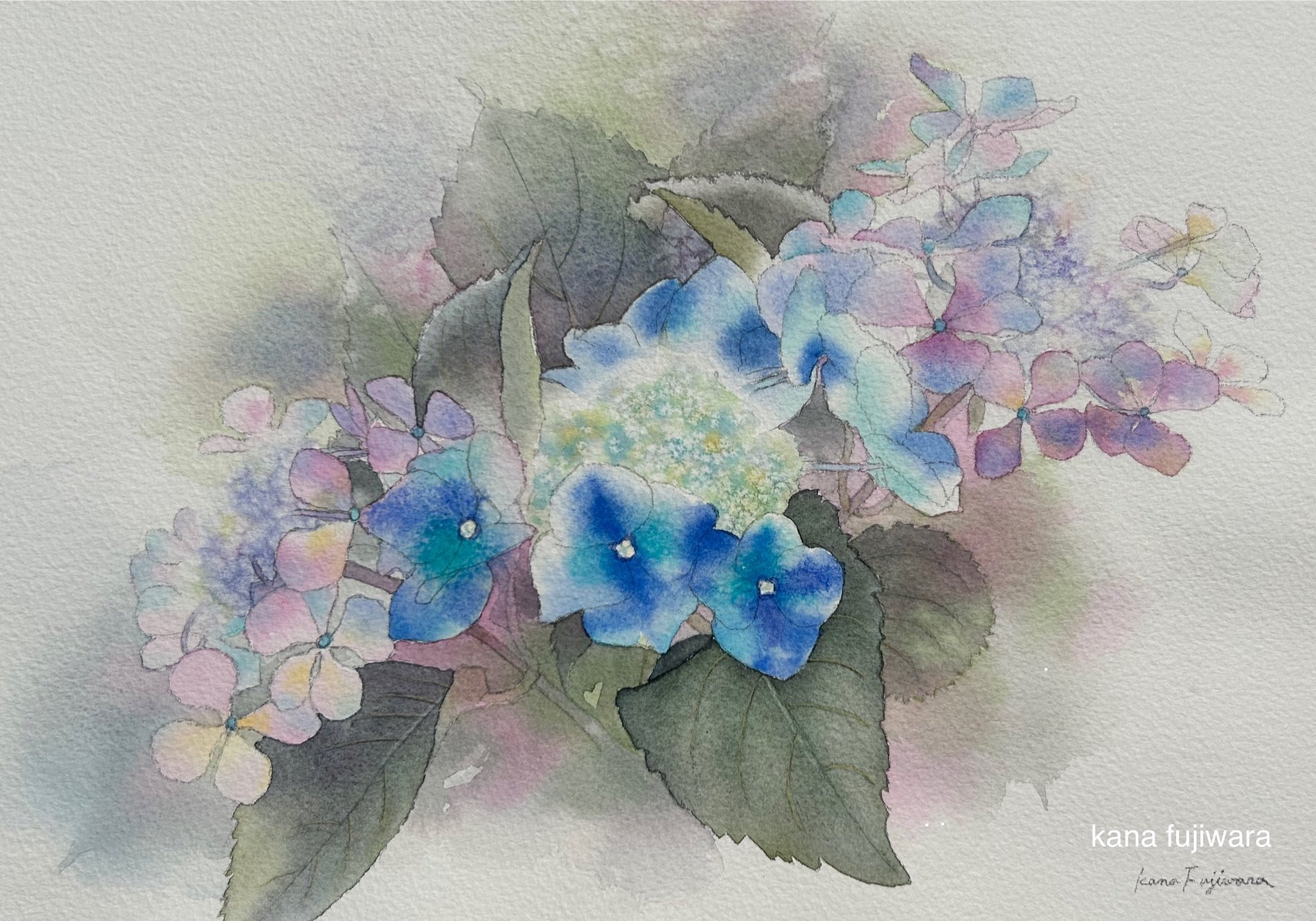 ふわりと舞い降りて (size L / 10.5x14.5)小さな水彩画 原画