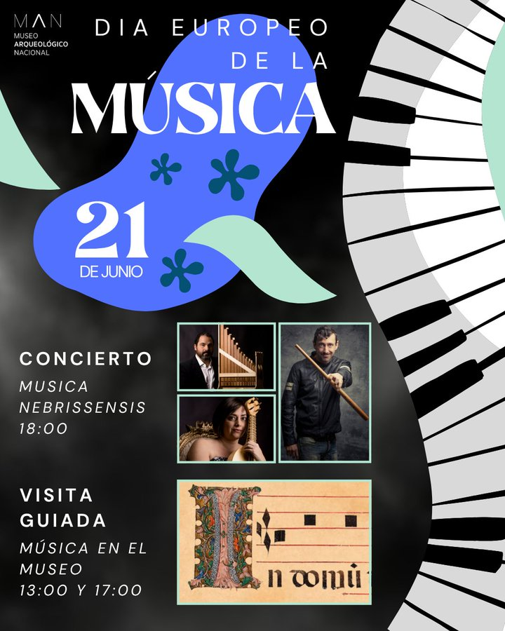 🥳 Y tú, ¿dónde vas a celebrar el Día Europeo de la Música?

🎶 Disfruta del concierto con instrumentos históricos a cargo de <a href="/hexacordomusica/">Hexacordo</a> en el <a href="/MANArqueologico/">Museo Arqueológico Nacional</a> y de las visitas guiadas de este museo sobre música a lo largo de la historia