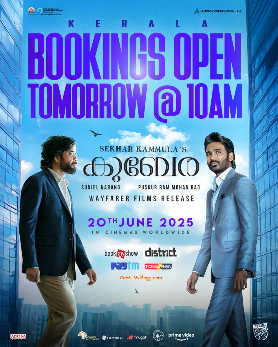 "Experience the epic struggle for power, prosperity, and purpose. 💰❤️‍🔥

#Kuberaa Kerala Bookings open from TOMORROW!🎟️

#SekharKammulasKuberaa #KuberaaOn20thJune