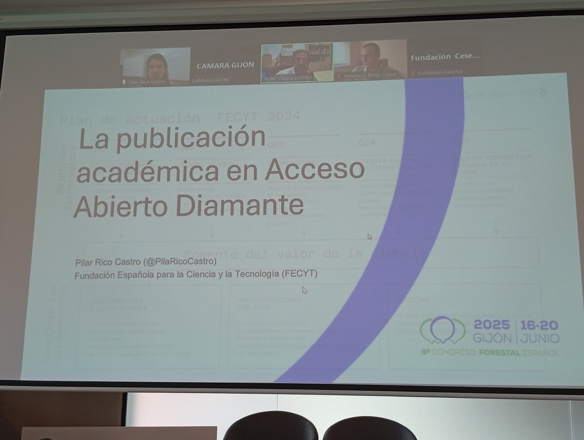 Empieza el 🛠️ Ciencia Abierta con la conferencia de Pilar Rico <a href="/FECYT_Ciencia/">FECYT</a>  sobre la política nacional de Ciencia Abierta y Publicaciones diamante #diamond #OpenAccess