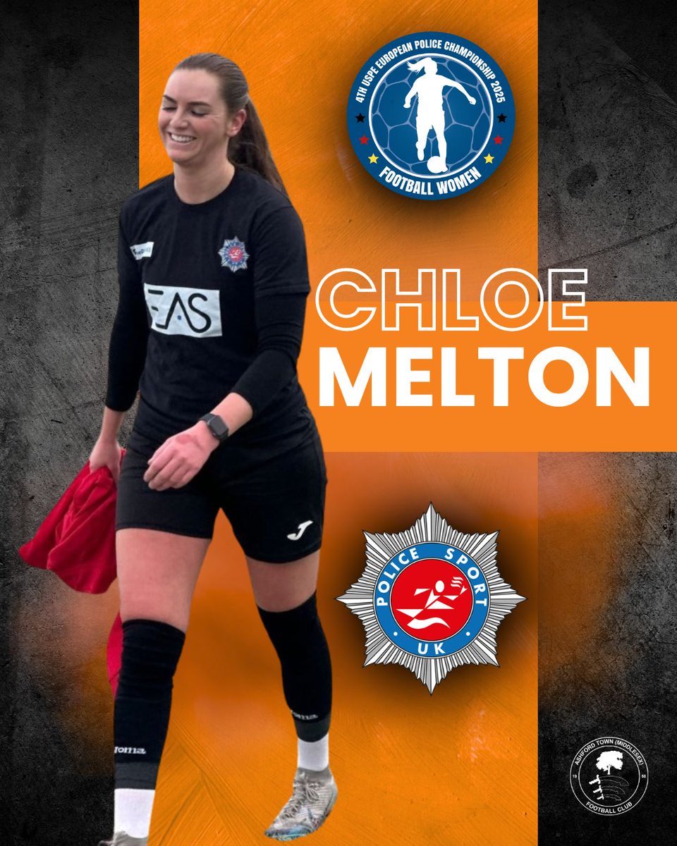 AshfordTownWFC's tweet image. 🔥 Big day for our striker @ChloeMelton2 🔥
Representing GB Police at the European Police Championship 2025 this week — opening match today vs Germany in Group A! 🏆⚽️
Let’s show her and the squad some love🧡
Good luck Chloe — we’re proud of you.
epcfootball2025.de