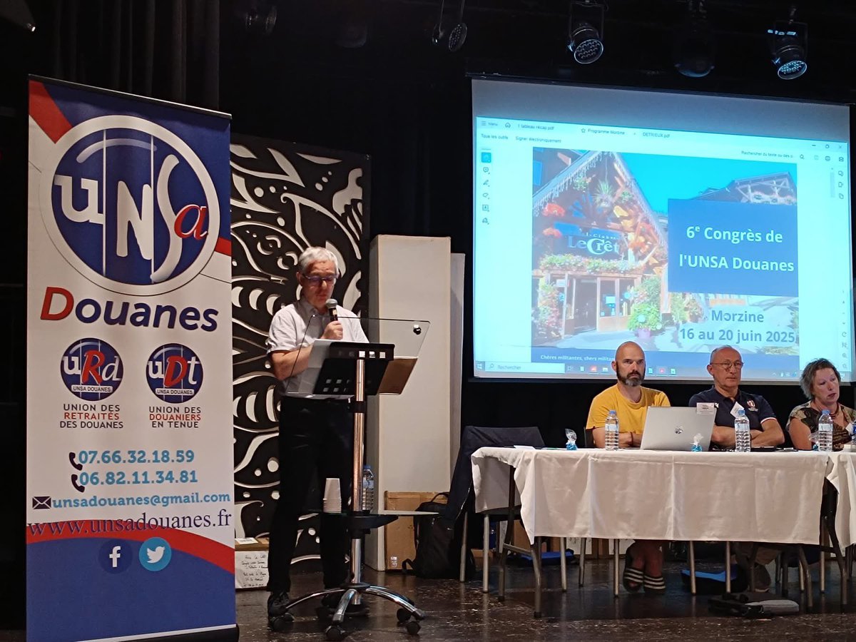 Plaisir de participer au 6ème congrès <a href="/UNSADouanes/">UNSA Douanes</a> avec Sébastien Rucart à Morzine pour évoquer l’actualité de la Fonction publique et nos revendications en matière de grilles indiciaires, de rendez-vous salarial, de conditions de travail  <a href="/UnsaFP/">UNSA-FP</a>
