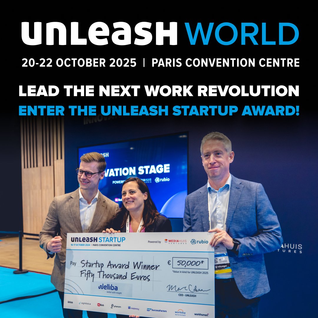 The future of work is being built now - by startups solving what legacy systems can’t.

Pitch your vision at UNLEASH World and win a €50K sponsorship package.

🚀 Apply by 12 Sept: bit.ly/4l1nUIi
#UNLEASHStartupAward #FutureOfWork #UNLEASHWorld #HRTech