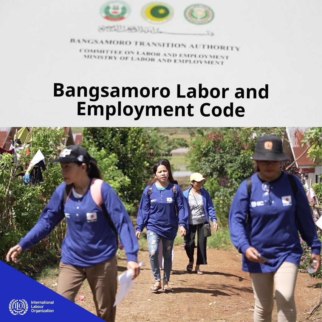 ILOManila's tweet image. Armed conflict &amp;amp; labour market challenges highlight the need for decent work, #BARMM Labour Code. Listen to the voices from the region &amp;amp; learn more about the Bangsamoro Labor and Employment Code #BLEC.

🎥youtu.be/U6NNlY7D0AU