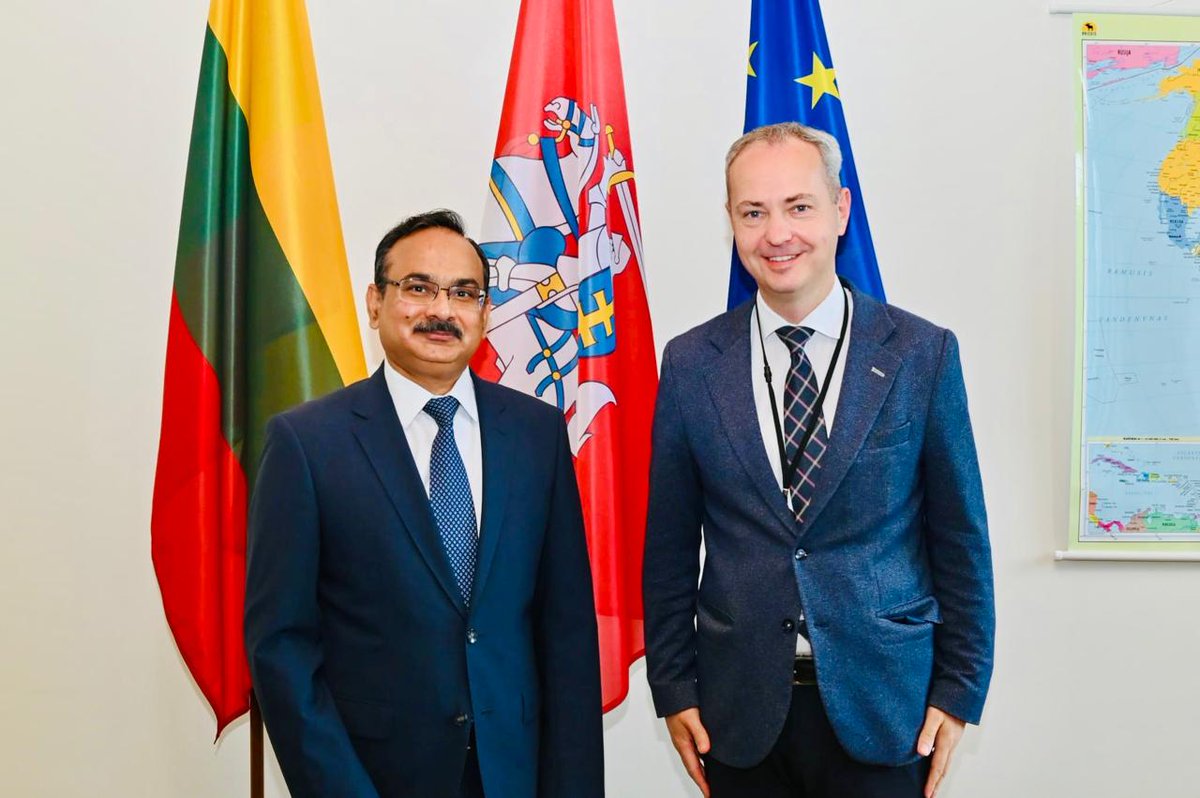Ambassador Devesh Uttam <a href="/uttamdev/">Devesh Uttam</a> met H.E. Mr. Julius Pranevicius <a href="/pranevicius/">Julius Pranevicius</a>, Vice Foreign Minister, to discuss strengthening India - Lithuania ties, with a focus on zero tolerance for terrorism and enhancing trade, technology and cultural cooperation as both Embassies
