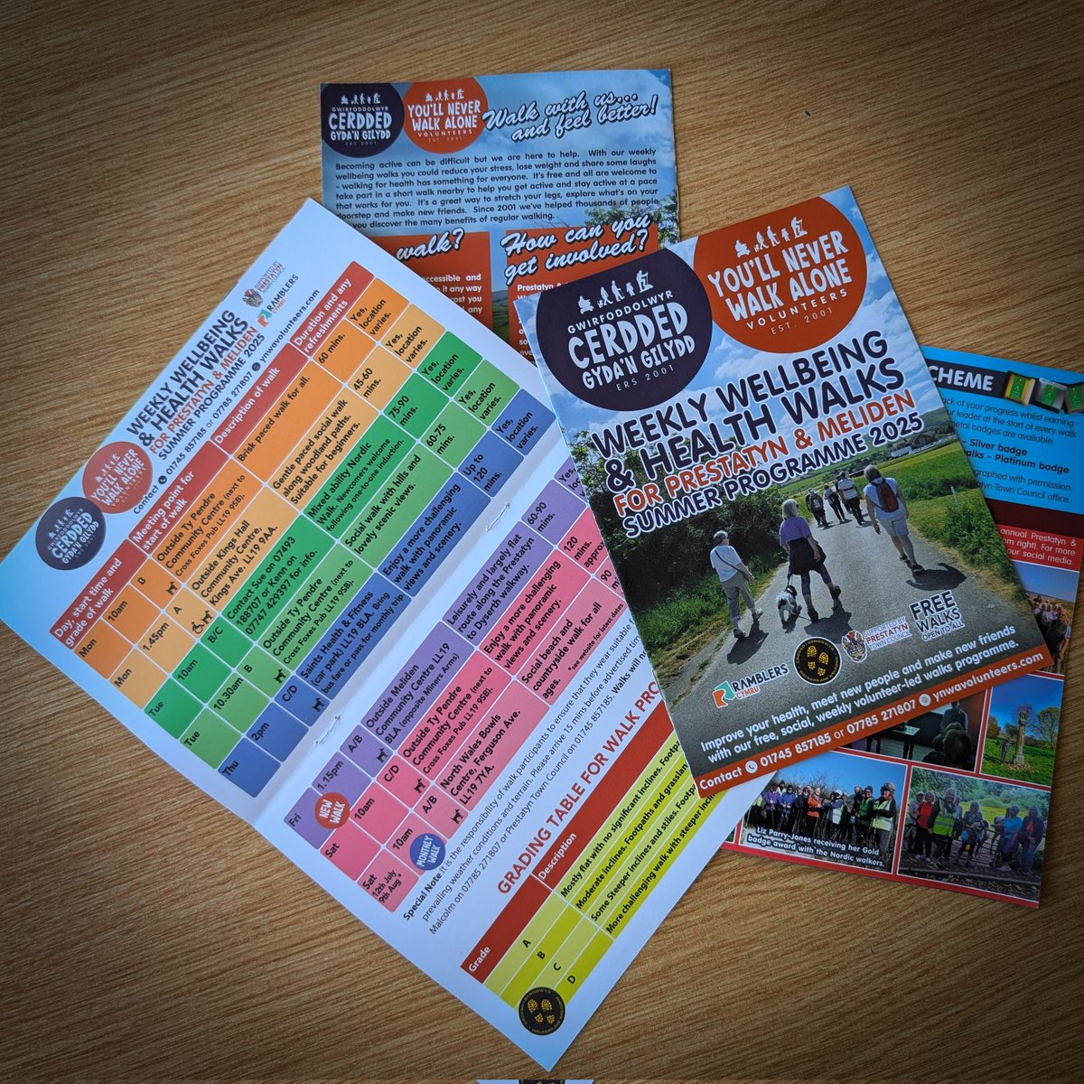 Our shiny new summer walk programmes are now available from Prestatyn Town Council Offices on Nant Hall Road, as well as other local venues including the Scala Cinema. They're full of news, photos, and our weekly timetable, plus information on the benefits of #walking for health.
