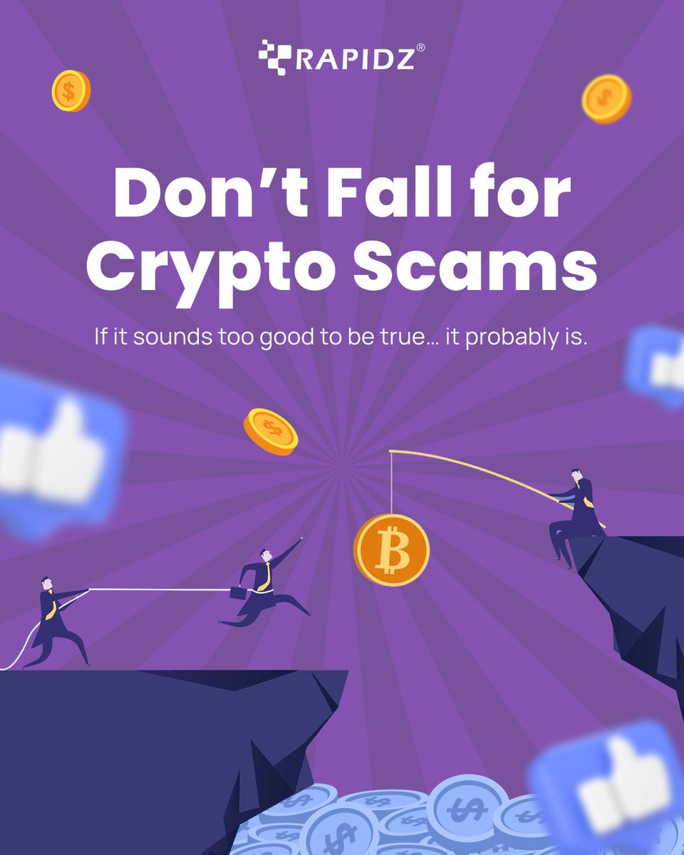 🚫 Spot red flags: guaranteed profits, attractive giveaways, DMs by impersonators, and phishing sites. 🔒 Do your research! #CryptoSecurity #CryptoEducation #CryptoScams #PhishingAlert #DYOR #Web3Awareness #Rapidz #StaySafeCrypto #BlockchainSafety #CryptoCommunity #ScamPrevention