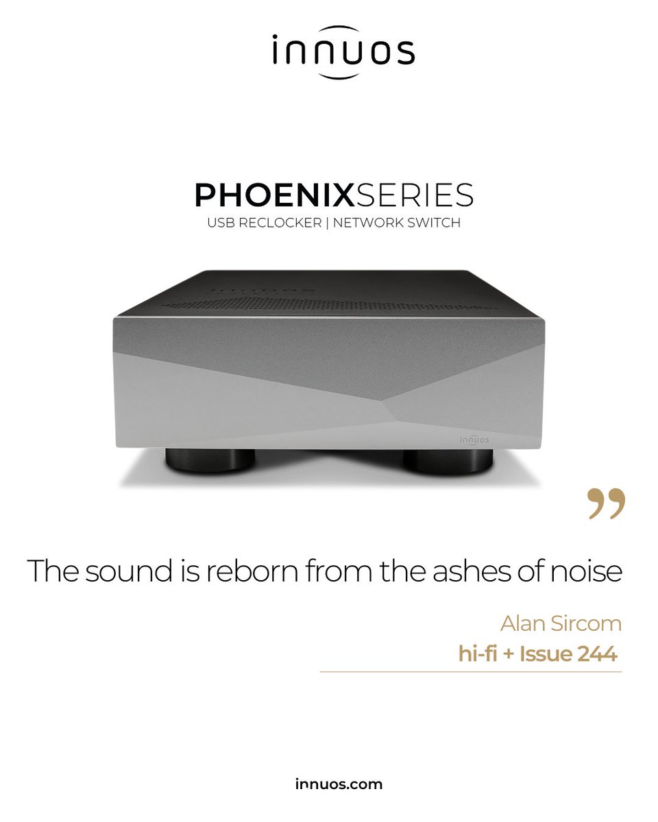 "The sound is reborn from the ashes of noise”. We thank Alan Sircom and Hi-Fi+ for the review of our PhoenixUSB reclocker and PhoenixNET audiophile-grade network switch.

Read the full review 👇
cutt.ly/rrQ6HxM4

#innuos #hifi #music