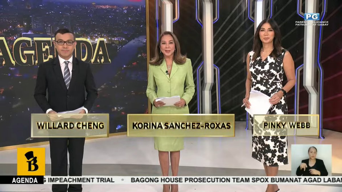 Sisimulan na ang #Agenda!

Samahan sina <a href="/Korina_Sanchez/">korina sanchez-roxas</a>-Roxas, <a href="/iampinkywebb/">Pinky Webb</a>, <a href="/willardcheng/">Willard Cheng</a> sa pagtutok sa mga pinakamaiinit na isyu ng lipunan.

YT: youtube.com/live/ZuS2GARbS…
FB: facebook.com/share/v/19EZYv…