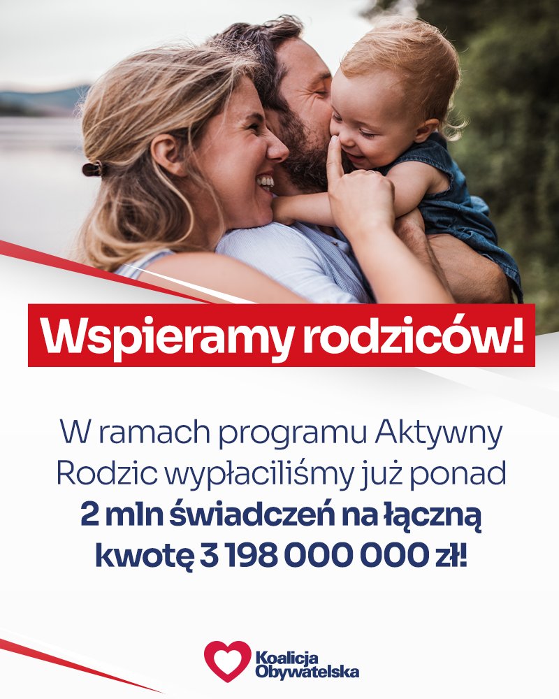 Program Aktywny Rodzic przynosi wymierne efekty❗️

Wypłaciliśmy w ramach niego niemal 3,2 mld zł dla polskich rodzin ✅