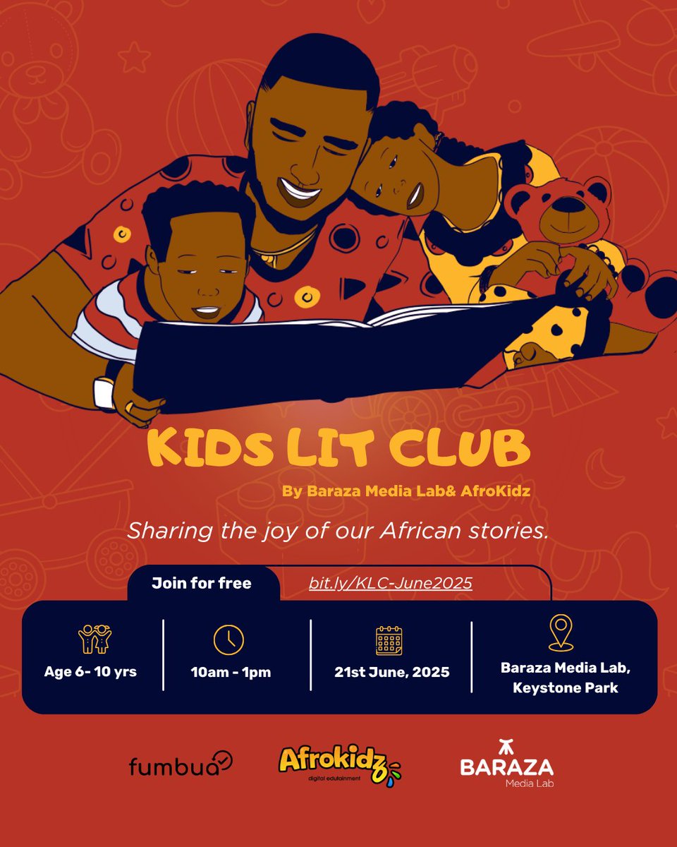 3 Days To Go!!
Are you as excited as we are for this Father's Day edition of our Kids Lit Club?
Together with Mathew Sang <a href="/mathew01sang/">Mathew Sang</a>  of <a href="/Storymoja/">Storymoja Publishers</a>, we can't wait to share in the joy of African stories.