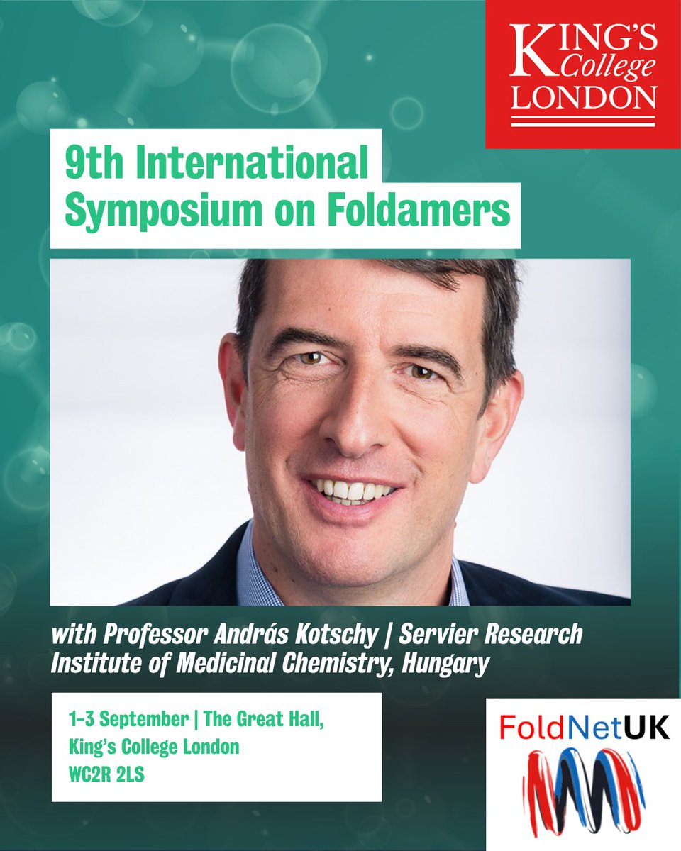 FoldNetUK's tweet image. 🧬 Speaking at Foldamers 2025: Professor András Kotschy
Servier Magyarorszag, Hungary

Professor András Kotschy will share insights on isotope labelled foldamer building blocks - from sequence encoding to information storage.

📍 Register now: foldamers2025.com
