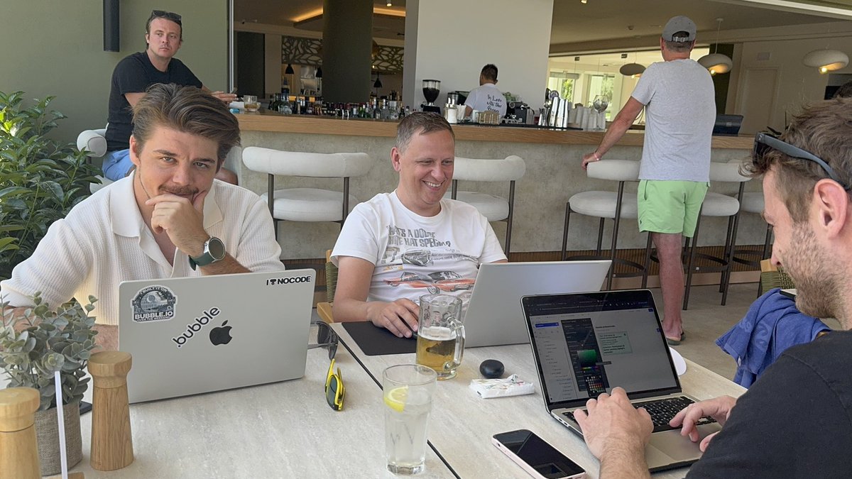 Sonia Toqqe (@sonia_toqqe) on Twitter photo Just arrived at #BubbleGreekHouse and look who I found!
My amazing Bubblers working hard 💪
👨💻 <a href="/VanHoeckKlaas/">Klaas Van Hoeck</a> is building more features for Know It Now, his
assessment platform for universities
🧑🏻💻<a href="/twesolowski/">Tom Wesolowski</a> is debugging a cloud flare worker for his booking system app
🧑🏻 Just arrived at #BubbleGreekHouse and look who I found!
My amazing Bubblers working hard 💪
👨💻 <a href="/VanHoeckKlaas/">Klaas Van Hoeck</a> is building more features for Know It Now, his
assessment platform for universities
🧑🏻💻<a href="/twesolowski/">Tom Wesolowski</a> is debugging a cloud flare worker for his booking system app
🧑🏻