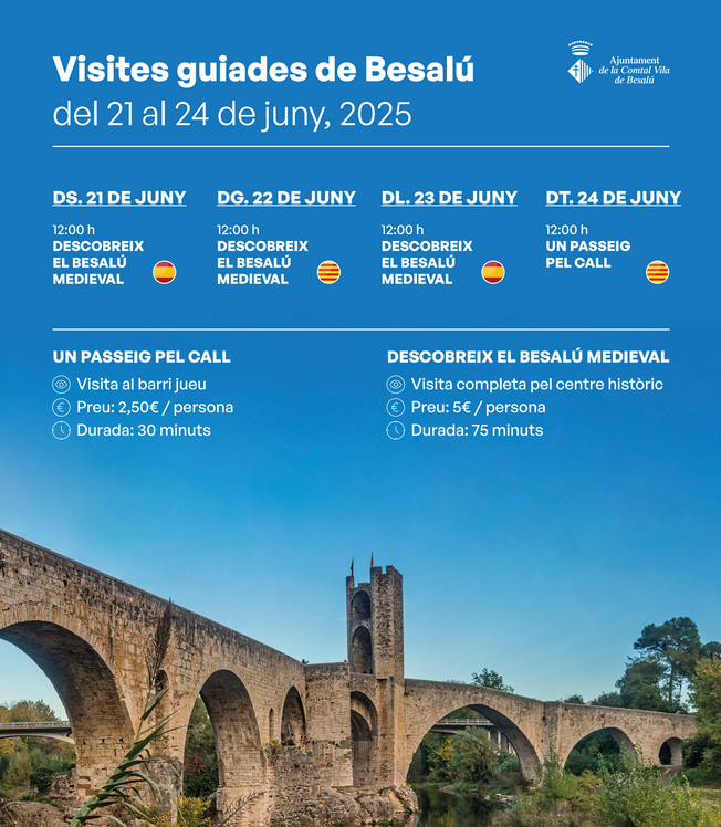 Descobreix la màgia de Besalú aquest juny amb visites guiades especials per Sant Joan  gironanoticies.com/noticia/271899…

El municipi medieval proposa rutes  úniques per conèixer la seva història, arquitectura i cultura coincidint  amb les festivitats de Sant Joan

Besalú, un dels pobles