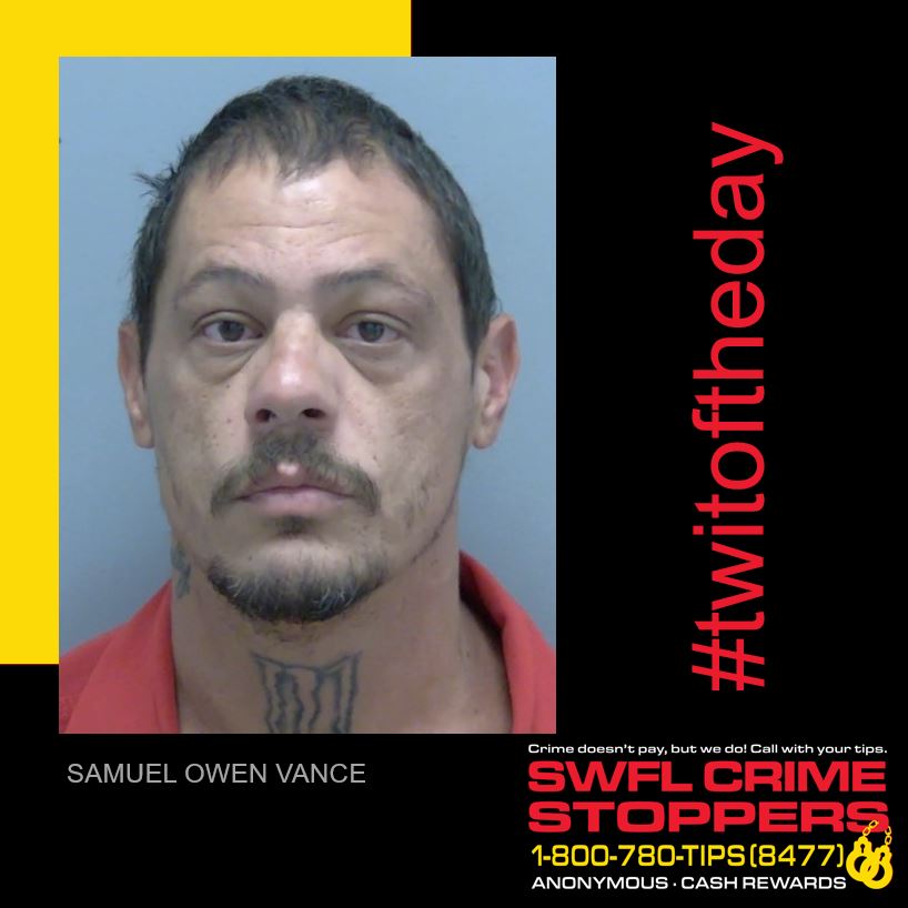 Our #Twitoftheday is Samuel Vance, wanted in Lee County for violation of probation sexual battery. If you know where he is, please call SWFL Crime Stoppers at 1-800-780-TIPS (8477). You will remain anonymous and could be eligible for a reward of up to $3,000.
