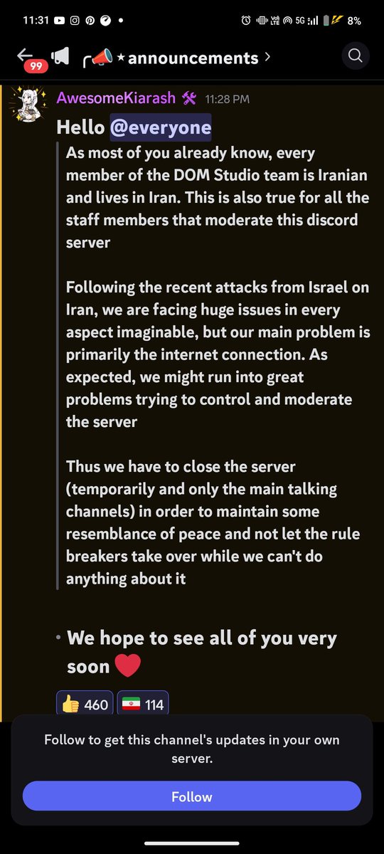 Cuz of the Attack and current issue rn, Dom Studios Teams been facing some issue. Praying for all Iranian out there🙏🌹 Stay safe Dom🌹