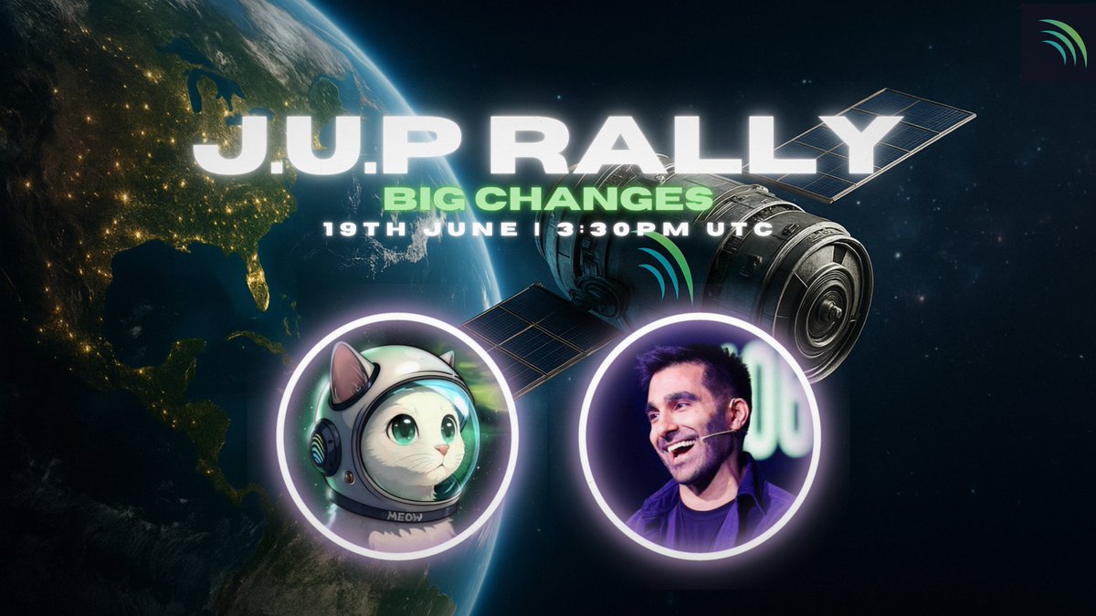 Jupiter Uplink (@jup_uplink) on Twitter photo JUP RALLY π‘
Join superhost <a href="/kashdhanda/">Kash (π±, π)</a> & the big cat <a href="/weremeow/">meow</a> 
Big changes are coming, more shipping as always and some early alpha that you don't want to miss. 
β° 3:30pm UTC
ποΈ Thursday, 19th June
π X & YouTube JUP RALLY π‘
Join superhost <a href="/kashdhanda/">Kash (π±, π)</a> & the big cat <a href="/weremeow/">meow</a> 
Big changes are coming, more shipping as always and some early alpha that you don't want to miss. 
β° 3:30pm UTC
ποΈ Thursday, 19th June
π X & YouTube