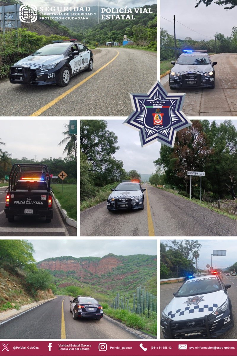 PolVial_GobOax's tweet photo. 🚓En las diferentes regiones del estado realizamos recorridos constantes de vigilancia, disuasión, seguridad y de prevención de accidentes. #8Regiones #Oaxaca
👍🏼La seguridad vial es responsabilidad de todas y todos.
@GobOax @salomonj @IvanGarcia_A @ToryLopezS https://t.co/A6BT9I1iu1