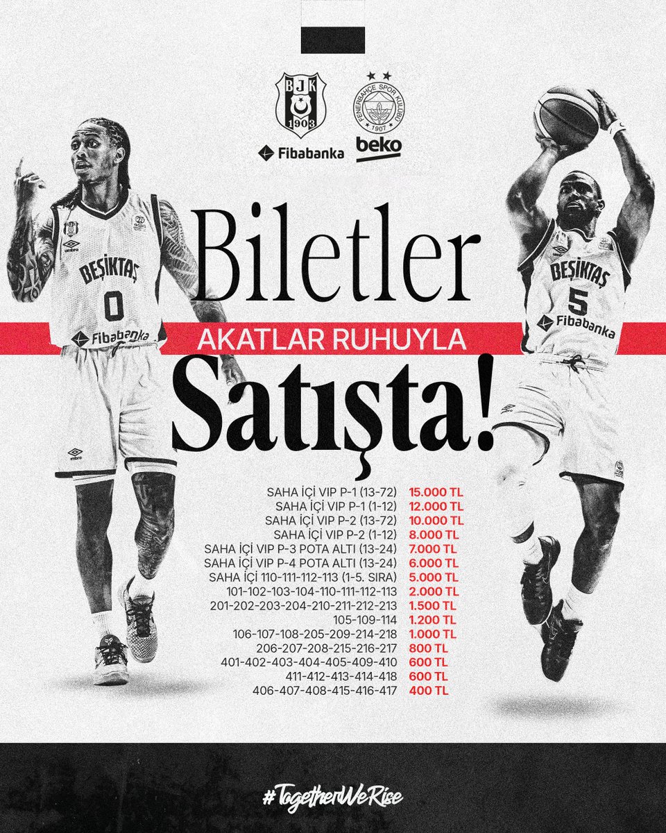 Beşiktaş Fibabanka Erkek Basketbol Takımımız, Türkiye Sigorta Basketbol Süper Ligi final serisinde Fenerbahçe Beko ile karşılaşacak.

Final serisinin üçüncü ve dördüncü maçı, siyah-beyazlılarımızın ev sahipliğinde Basketbol Gelişim Merkezi’nde oynanacak. 

Serinin 3. ve 4.