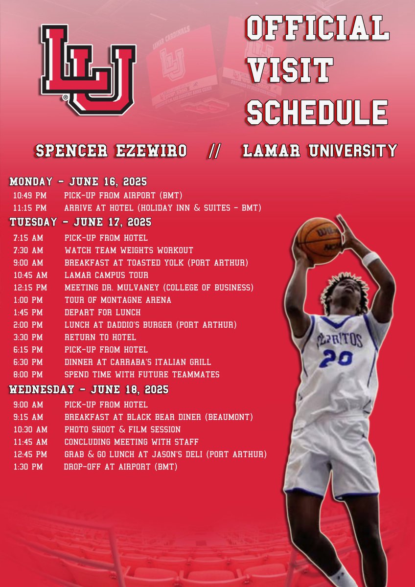 ⁦<a href="/EzewiroSpencer/">Spencer Ezewiro</a>⁩ on a official visit to Lamar University today!