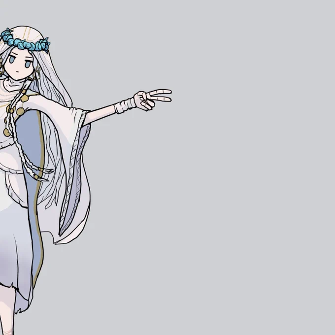 復讐ちゃん、頭から被ってる布みたいなやつデカく描きすぎたな…?