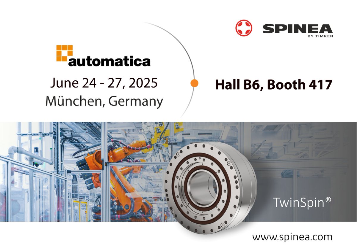 #SPINEA is heading to Automatica 2025 in Munich to showcase our latest innovations from new product developments to advanced TwinSpin gearboxes and DriveSpin actuators.Visit us from June 24–27 at Hall B6, Booth 417 and see how we’re powering the future of automation and robotics.