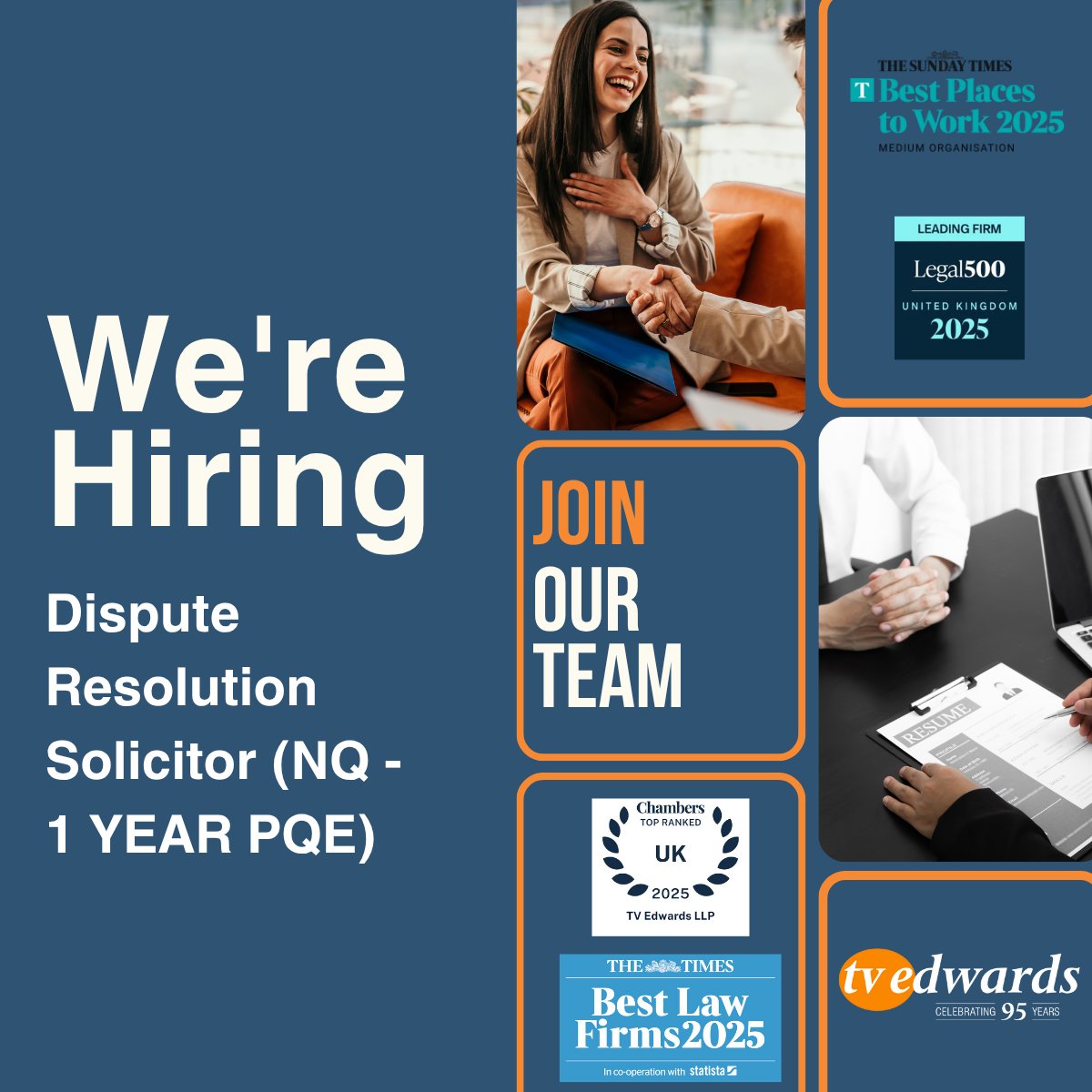Are you a newly qualified Solicitor with a passion for litigation? Our busy and highly regarded Dispute Resolution team at TV Edwards LLP is growing – and we want you on board!

Apply now or find out more  👉: bit.ly/45pV8N6