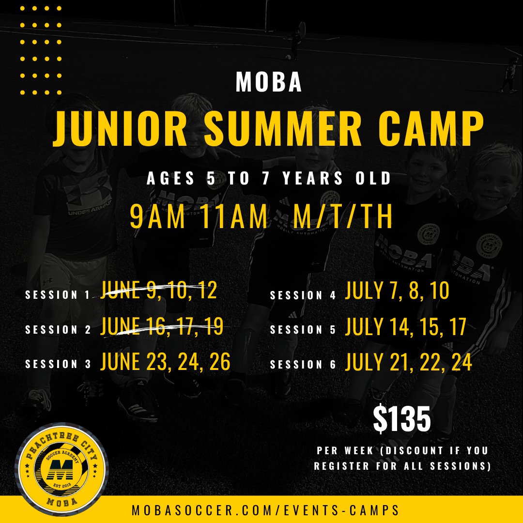 Looking for a last-minute camp to keep your kids busy? You are in luck! MOBA Soccer Camp still has a few spots remaining in our final sessions. Secure your spot for top-tier training, skill-building, and nonstop fun on the field. Sign up today at mobasoccer.com/events-camps