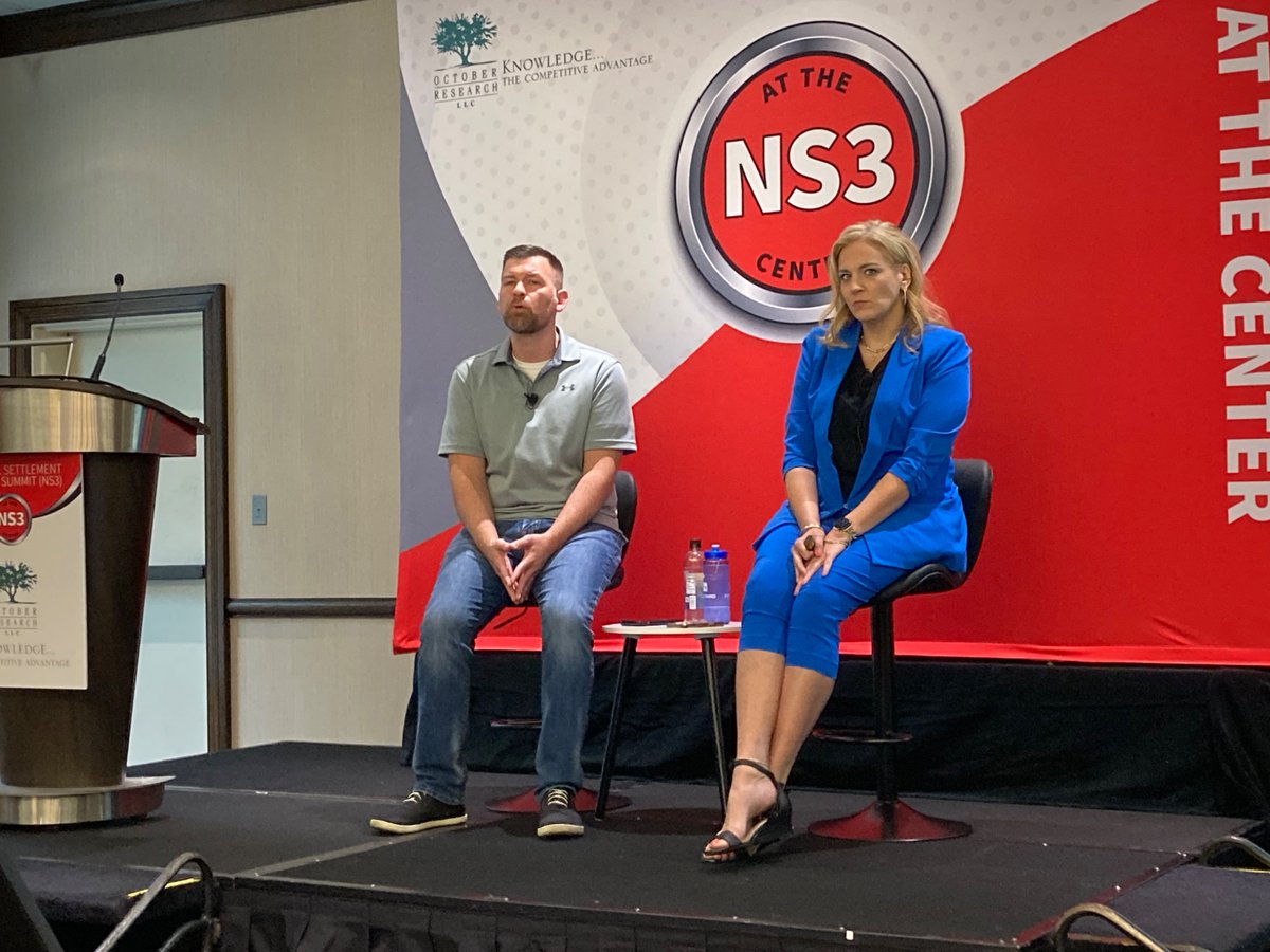 Bradley Erb, VP of growth &amp; partnerships with #Bowe Digital, and Sabrina Bier, director of digital media and education at #Proper Title, delivering the Marketing Metrics That Matter session in the Westmoreland room at the Westin Pittsburgh. #NS32025