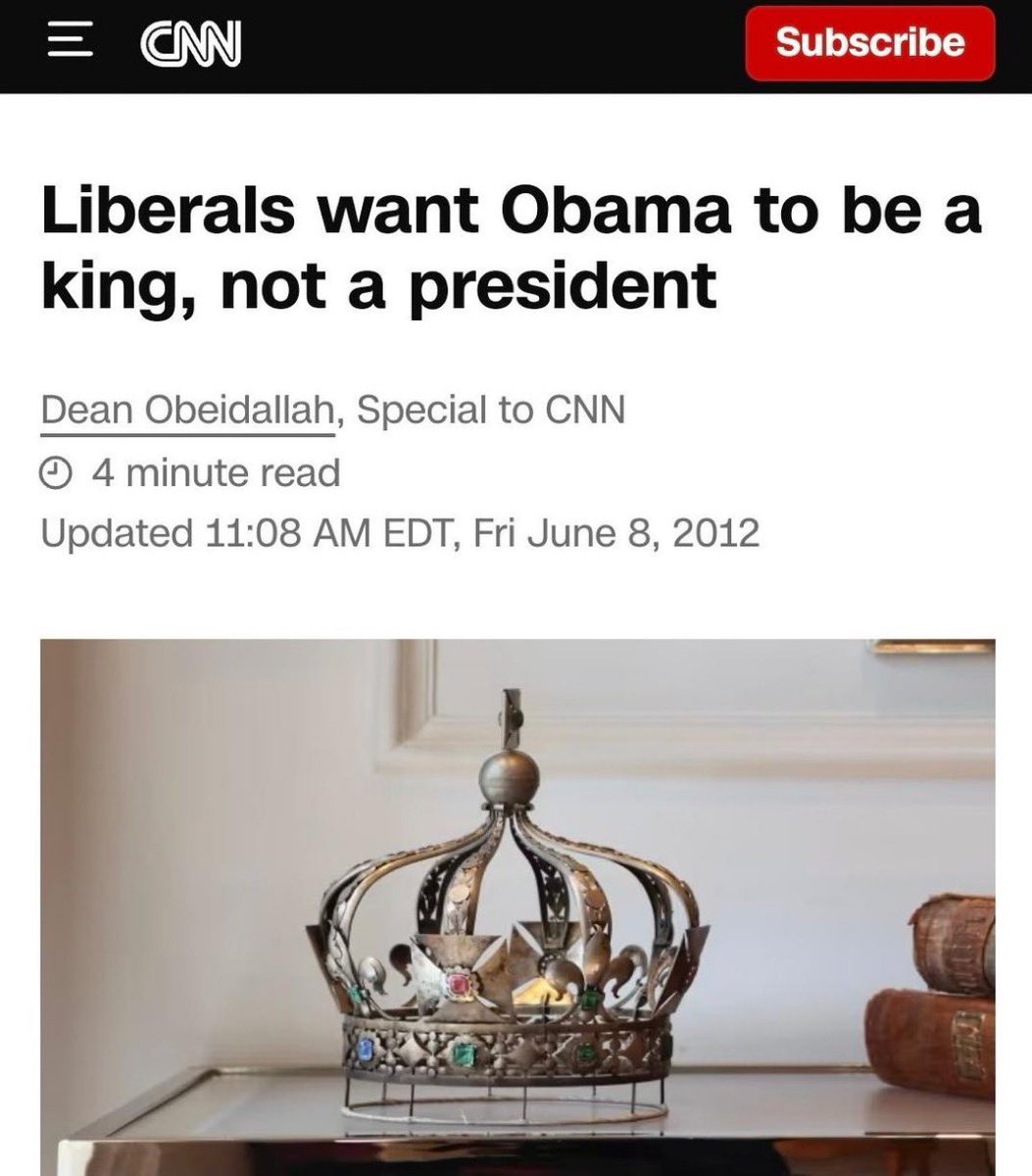DerrickEvans4WV's tweet photo. The left must have forgotten about the time they actually wanted Obama to be a King. https://t.co/CThyKnHepK