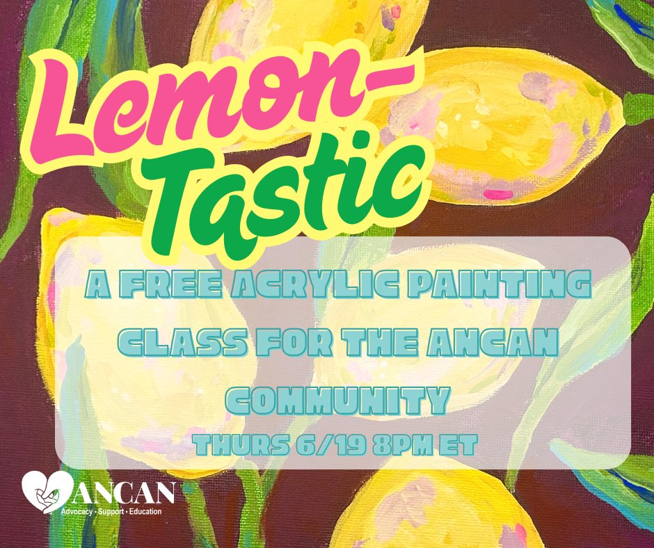 ancan501c3's tweet image. Join us for a citrus-powered acrylic painting class! Your instructor, Hannah, shares her passion for art to help with anxiety and mental health. Don&apos;t miss this free step-by-step session! #MSsupport
Register here ow.ly/q1ub50WaPrK