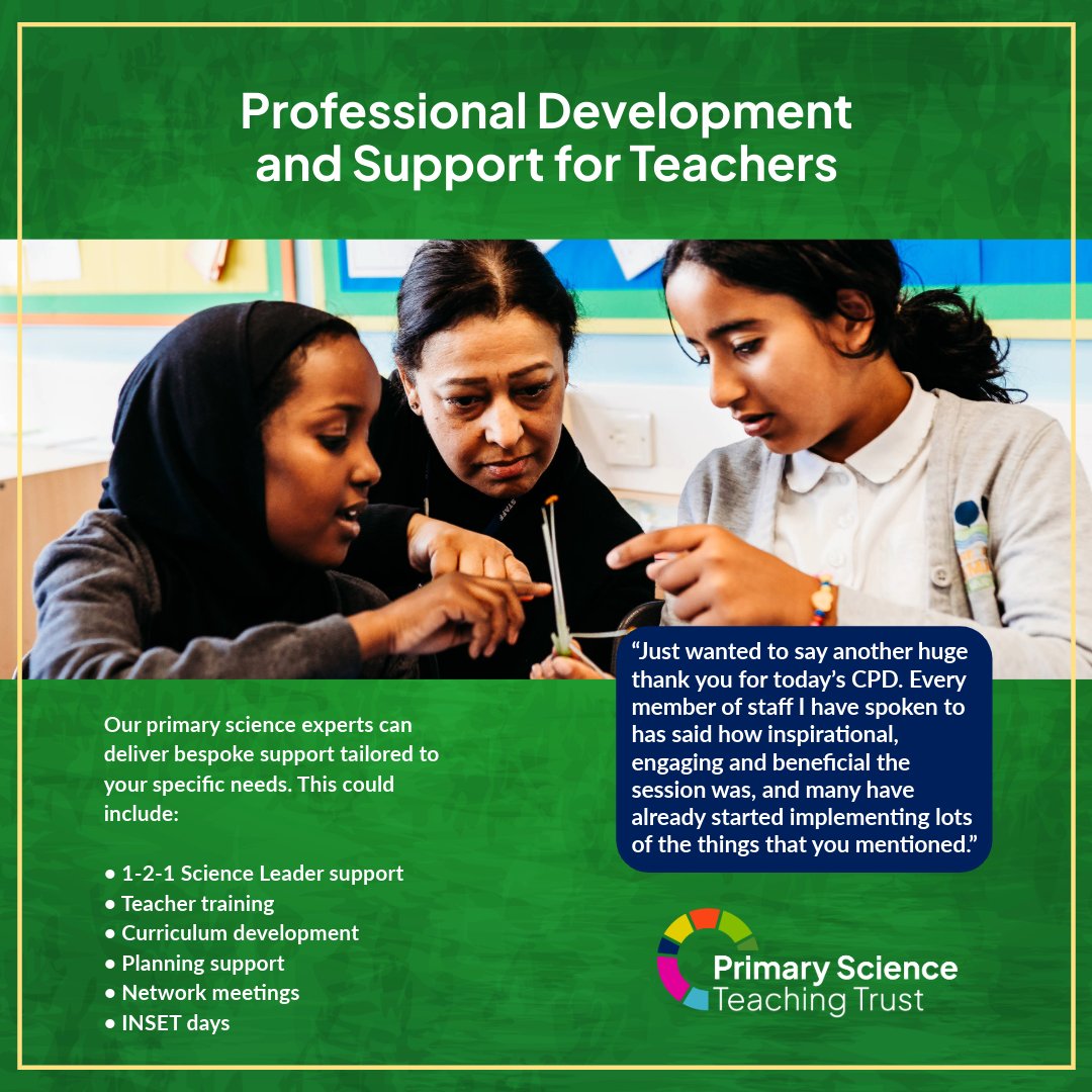 Could your school use a boost in science?

Teachers working with PSTT Regional Mentors report stronger science skills, improved subject knowledge &amp; greater enthusiasm across their schools.

Now’s a great time to plan support for this year - or the next.
👉 pstt.org.uk/support/region…