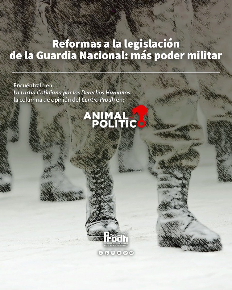 Con la iniciativa de reformas a leyes secundarias sobre #GuardiaNacional, se asegura el perfil castrense de la GN y se acatan las excesivas pretensiones militares en materia de inteligencia. Las modificaciones propuestas obedecen al creciente #PoderMilitar: llama la atención que
