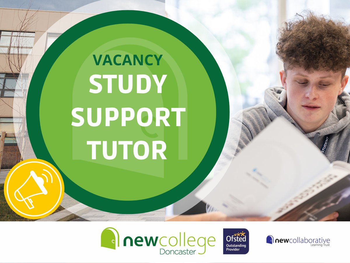 ncdoncaster's tweet image. VACANCY - Study Support Tutor
This is an exciting opportunity to contribute to the development of student support by raising aspirations and performance and helping to build ambition, confidence and resilience in young people.
Apply here: loom.ly/_OV5hrU