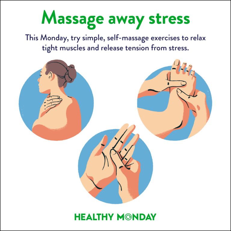 Tense #muscles are one of the first signs that your body is feeling the pressure. Just a few minutes of #SelfMassage can ease tension from #stress and boost circulation. No spa needed! healthymonday.com/stress-managem…