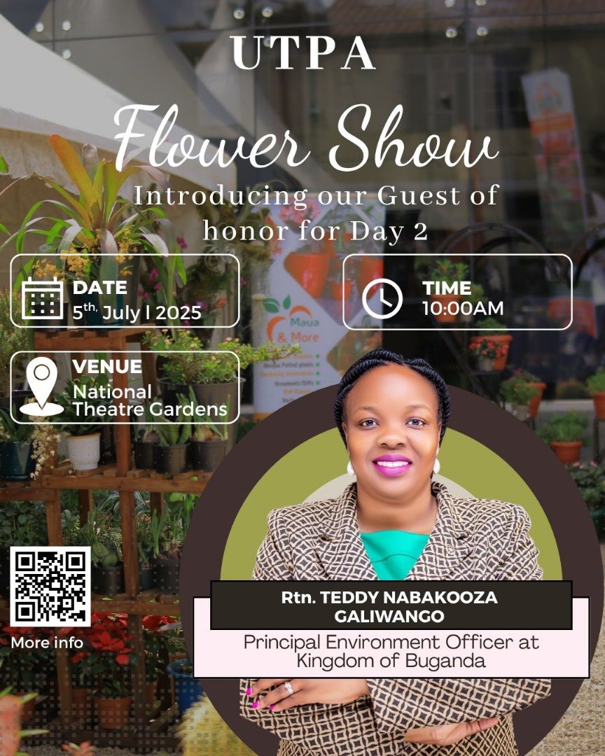 UTPA Flower Show!

🗓 Date: Saturday, 5th July 2025
🕙 Time: 10:00 AM
📍 Venue: National Theatre Gardens, Kampala
🎉 Theme: Celebrating Plants that Nourish, Heal, and Beautify our Environment

Don’t miss this inspiring session and the entire celebration of green living!
