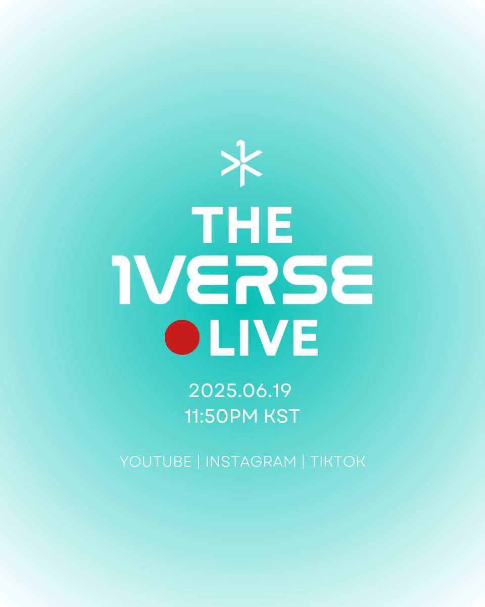 [🗓️] ✶ THE 1VERSE LIVE ✶

2025.06.19 THU 11:50PM KST
➥ Youtube, Instagram, TikTok

#1VERSE #유니버스