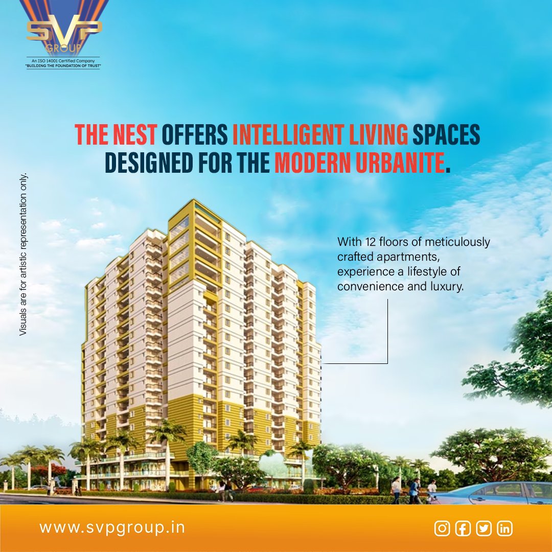 svpgroupbuilder's tweet photo. Live smart at The Nest by SVP Group-12 floors of luxury, innovation &amp; tranquility. Redefine urban living.  

Know more:  
https://t.co/glEvYaUBE0 
Call: +91 97170 95516

#SVPGroup #TheNest #NewHome #InvestmentOpportunity #HomeBuyer #PropertyDevelopment #LuxuryLiving https://t.co/sO5pqlJL5h