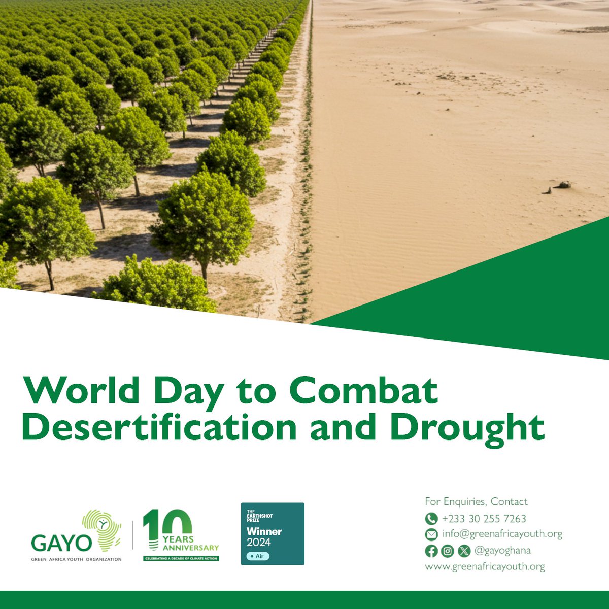 This #DesertificationAndDroughtDay, GAYO is driving action with 600+ youth across 9 African countries 🌍
✅ 10,000+ trees planted 
✅ Boreholes for water access
✅ Drought-smart farming training in Ghana 🇬🇭
Act for healthy land! 🌱

🔗 climateactionafrica.ca/projects/ghana…
#GAYOImpact