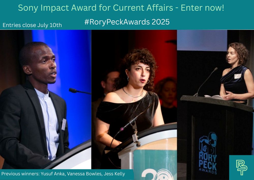 📢#Freelance Journalists &amp; Filmmakers

Enter your work for the Sony Impact Award for Current Affairs🔗rorypecktrust.org/awards/

Finalists receive prize money, a trophy, an invitation to the Awards ceremony, and the overall winner also receives a Sony video camera and lens 📹🤩