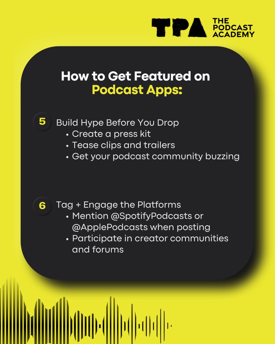 podcastacademy's tweet image. Getting featured isn’t guaranteed, but following these steps gives your show its best shot at center stage.
What’s worked for you? Drop your tips below! 👇
#PodcastGrowth #SpotifyPodcasts #ApplePodcasts #PodcastTips #TPACommunity #Ambies2025